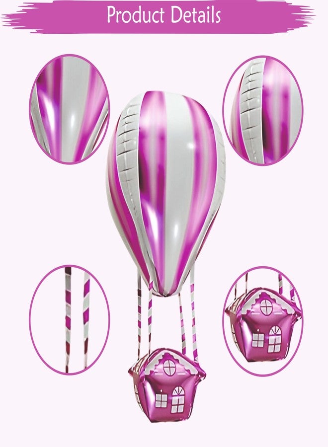 YOURS DECOR بالون فويل رباعي الأبعاد من يورز ديكور، حجم كبير، عبوة من 4 قطع، بالون فويل على شكل مظلة لتزيين حفلات أعياد ميلاد الأطفال، أدوات تزيين المنزل (وردي) - Image 4